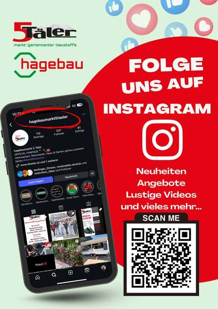 Aufsteller mit Instagram-Aufruf