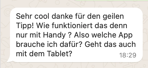 Rückmeldung: Danke für die tollen Tipps.